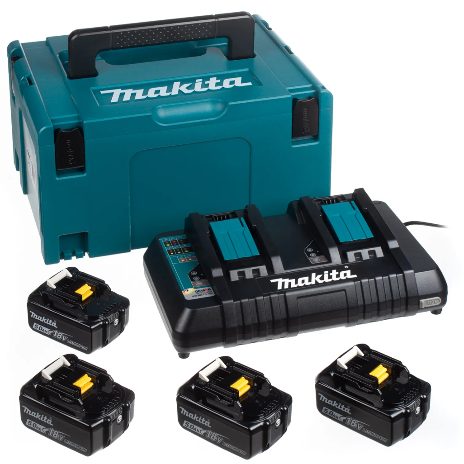 Akumulatory 18V 5,0Ah (x4) i ładowarka Makita 9WZBGAA0