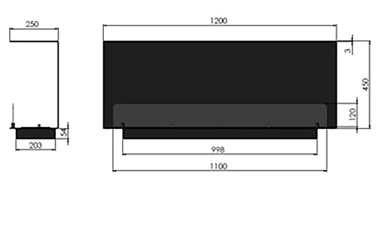 Biokominek do zabudowy Infire INSIDE C1200 VERS 1