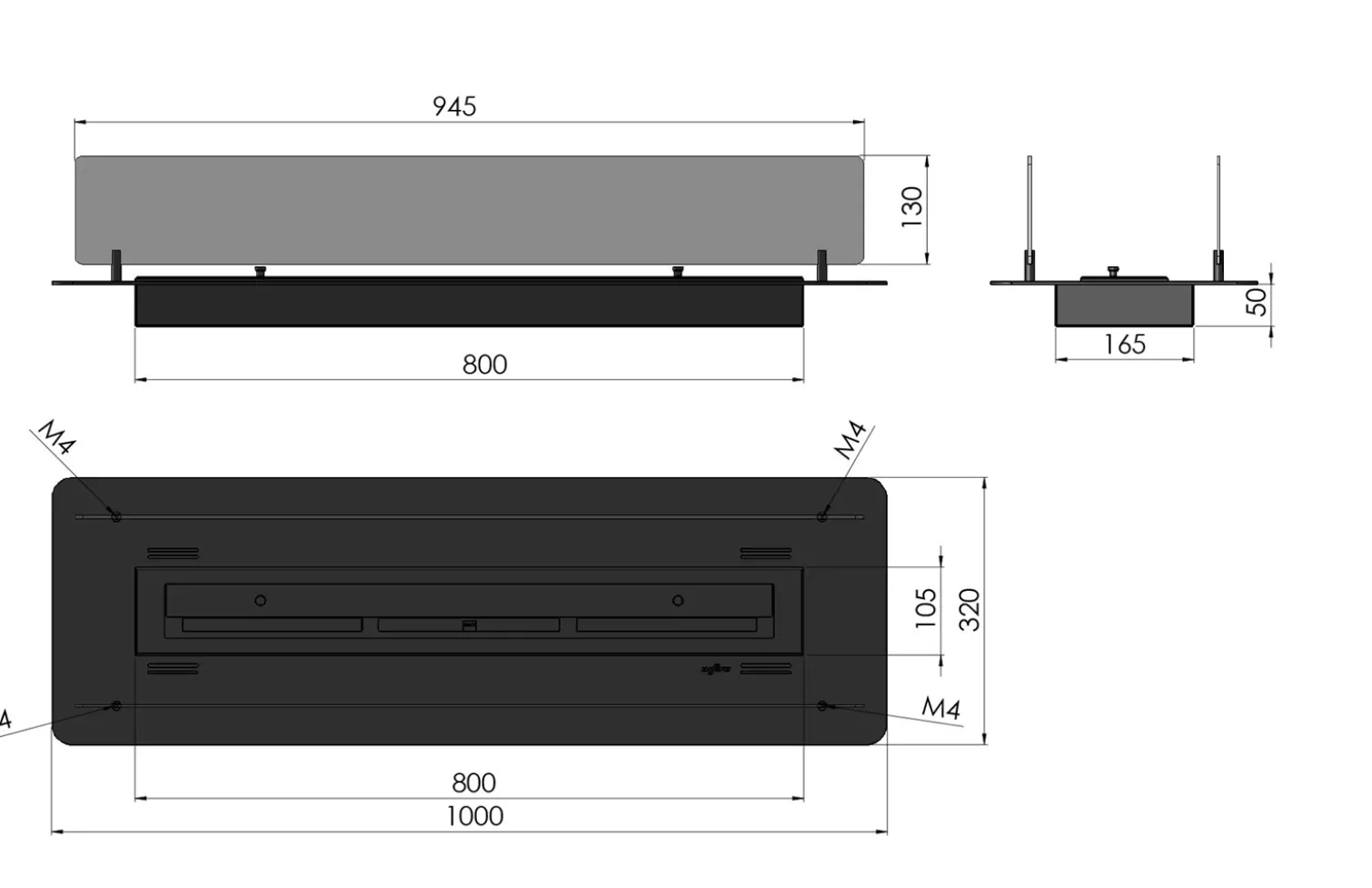Biokominek do zabudowy Infire INSERT BLACK 1000