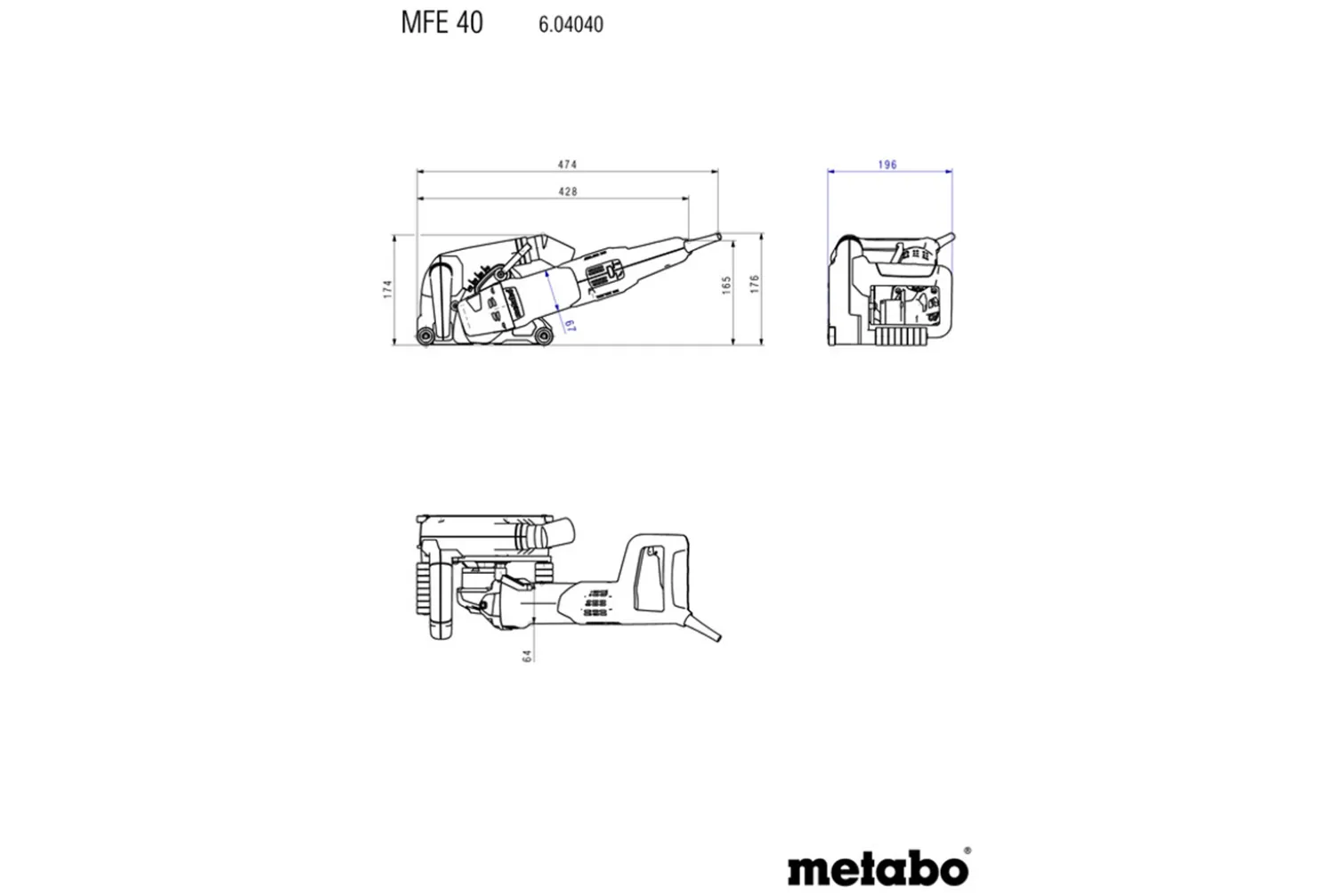 Bruzdownica z 3 tarczami Metabo MFE 40