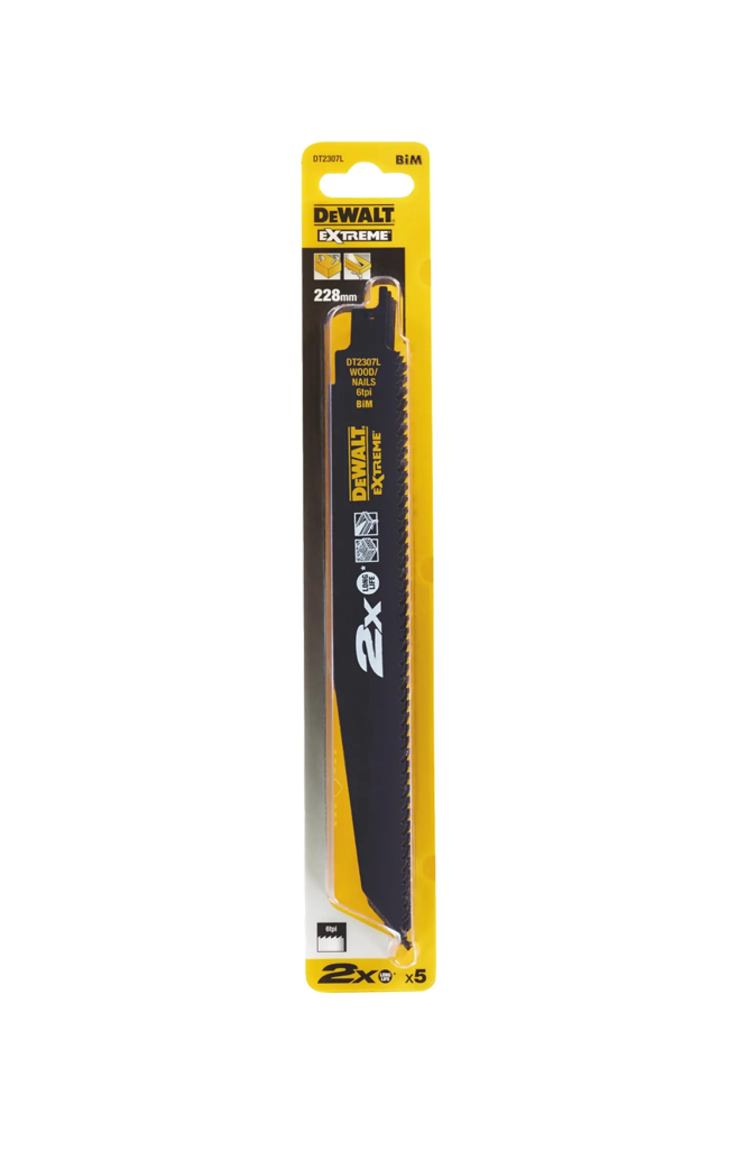Brzeszczot do cięcia drewna z gwoździami 228mm (5szt.) DeWalt DT2307L