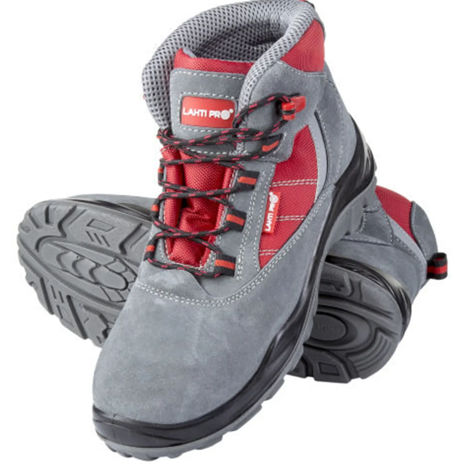 Buty zamsz/oxford szaro-czerwone, s1p src, 41 Lahti Pro L3011941