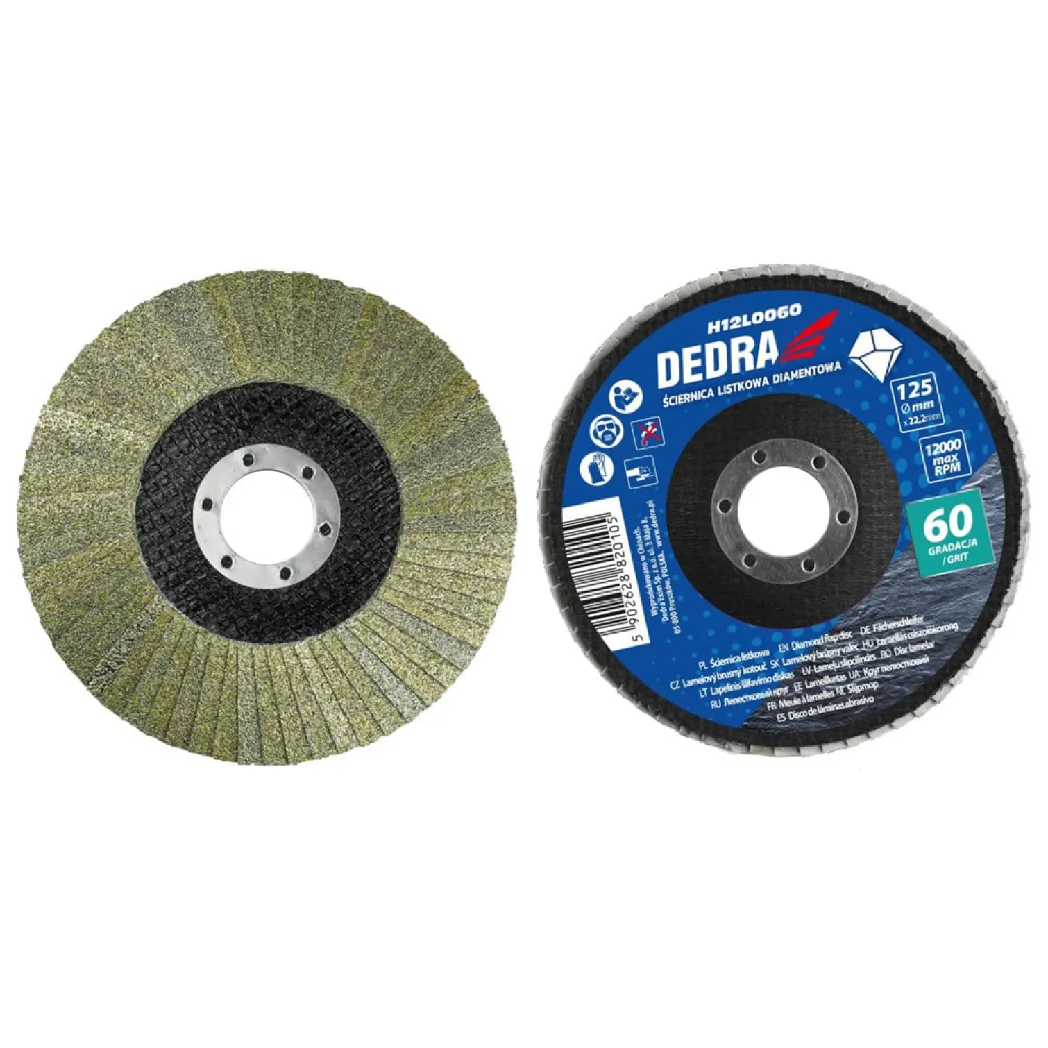 Ściernica listkowa diamentowa 125x22mm gr.60 Dedra H12L0060