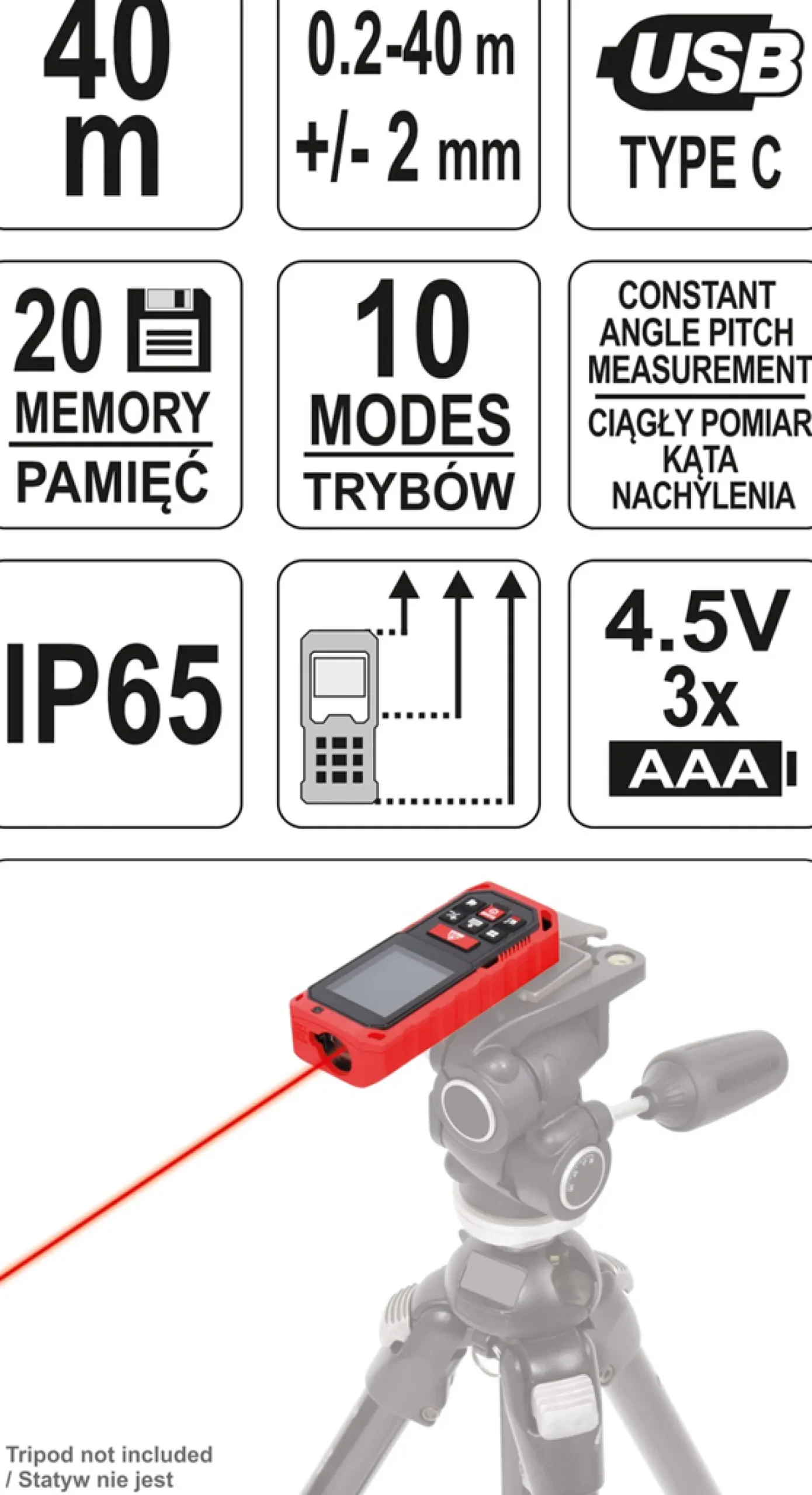 Dalmierz laserowy Yato YT-73126