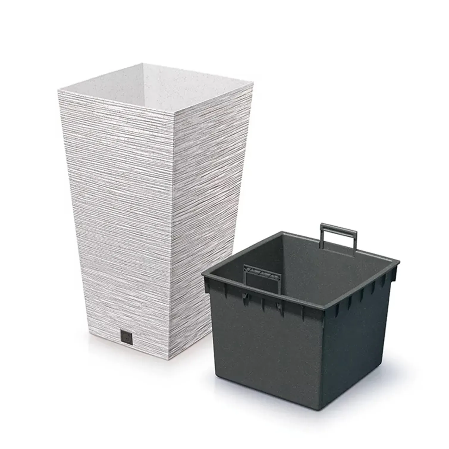 Doniczka biała FURU SQUARE ECO WOOD 35 l Prosperplast DFSH300W-S449W