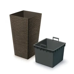 Doniczka FURU SQUARE ECO WOOD - kawa ECO Prosperplast DFSH400W-4625W