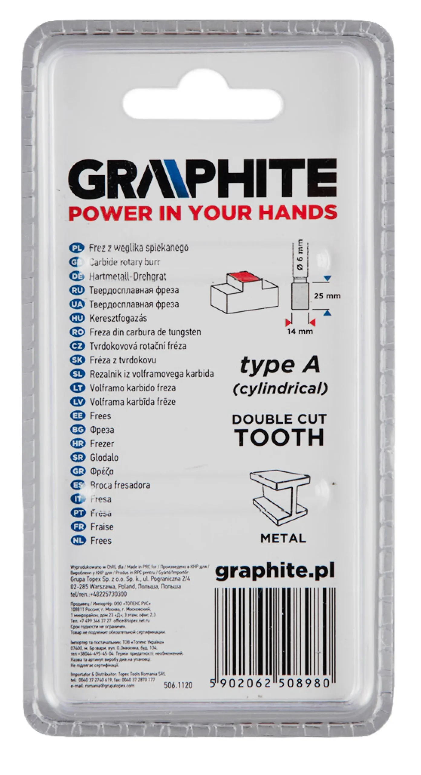 Frez do metalu HM, typ A 14x25mm Graphite 55H354