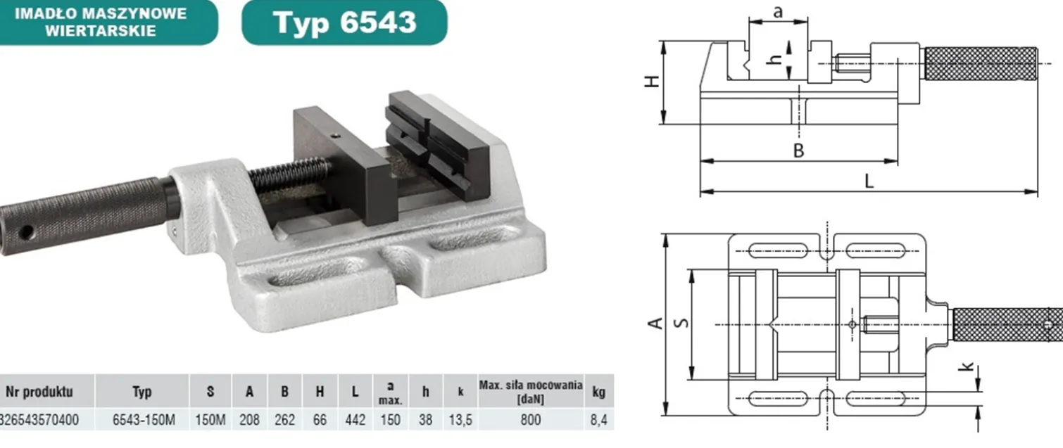 Imadło maszynowe wiertarskie 6543-150M Bison S.A. 5907412039695