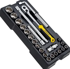 Klucze nasadowe 1/2" 12-kątne, wkład do Transmodule, zestaw 23 elementów Stanley STMT1-74726