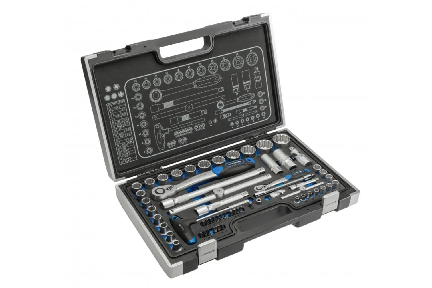 Klucze nasadowe spline 1/4” i 1/2”, zestaw 60 elementów Högert HT1R470