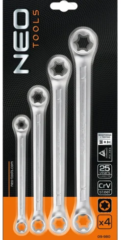 Klucze oczkowe Torx T6-T24, 4szt. Neo 09-980