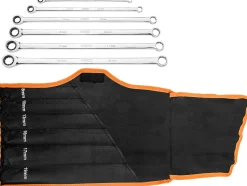 Klucze oczkowe z grzechotką, długie, zestaw 6 szt., 8 - 19 mm, miękkie etui Neo 09-370