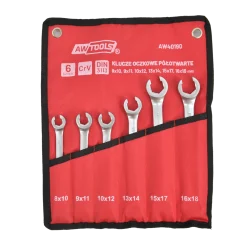 Klucze płaskie półotwarte (8-18 mm), 6 szt. Awtools AW40190