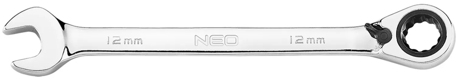 Klucze płasko oczkowe z grzechotką i przełącznikiem, zestaw 12 szt., 8 - 19 mm, miękkie etui Neo 09-345