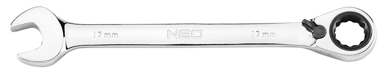 Klucze płasko oczkowe z grzechotką i przełącznikiem, zestaw 12 szt., 8 - 19 mm, miękkie etui Neo 09-345