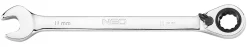 Klucze płasko oczkowe z grzechotką i przełącznikiem, zestaw 12 szt., 8 - 19 mm, miękkie etui Neo 09-345