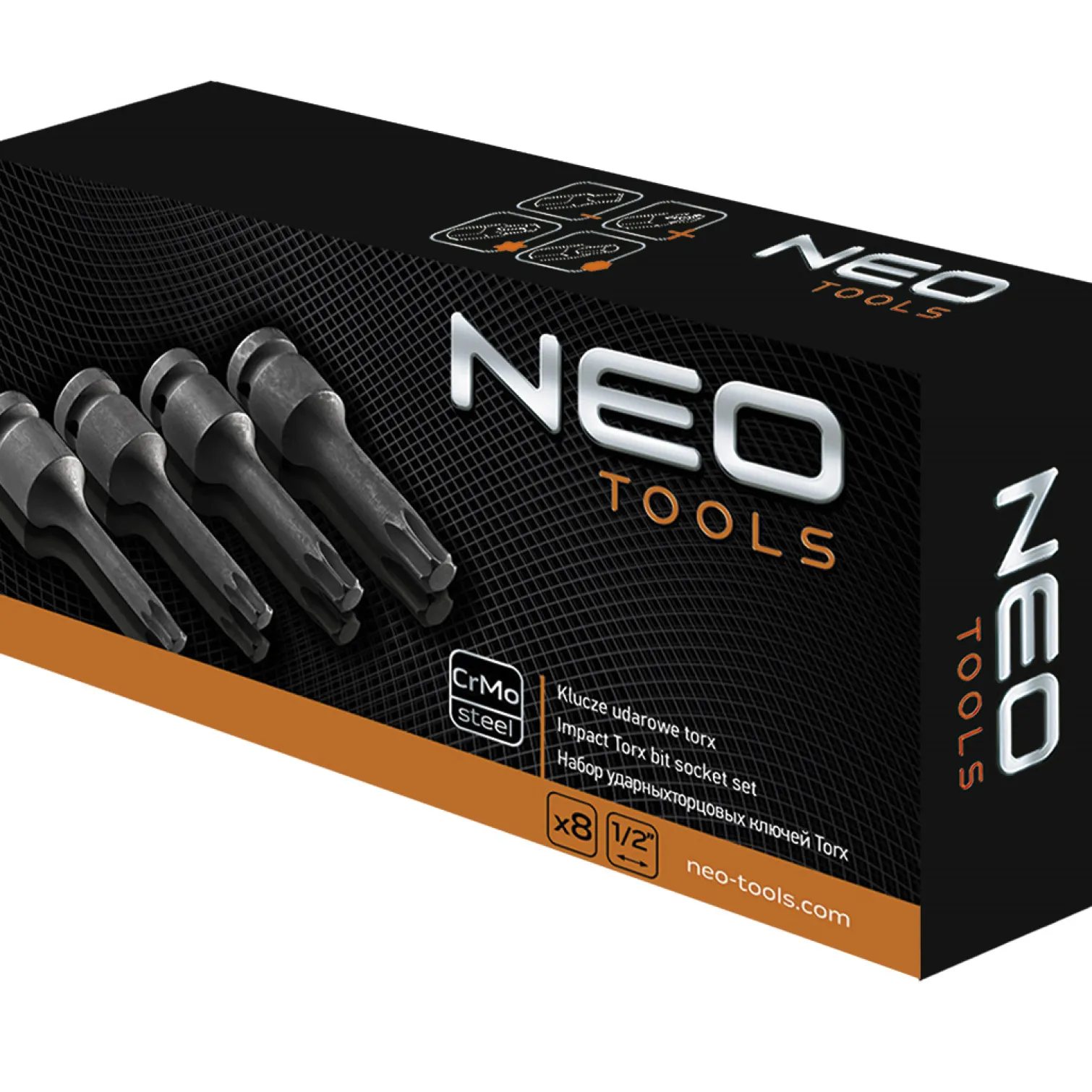 Klucze udarowe torx, 1/2" 9szt. Neo 08-712
