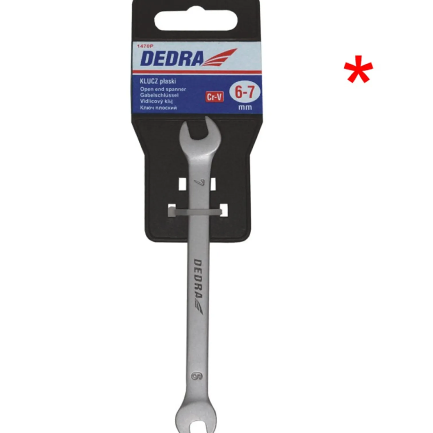 Klucz płaski CrV 25 x 28 mm z przywieszką Dedra 1482P