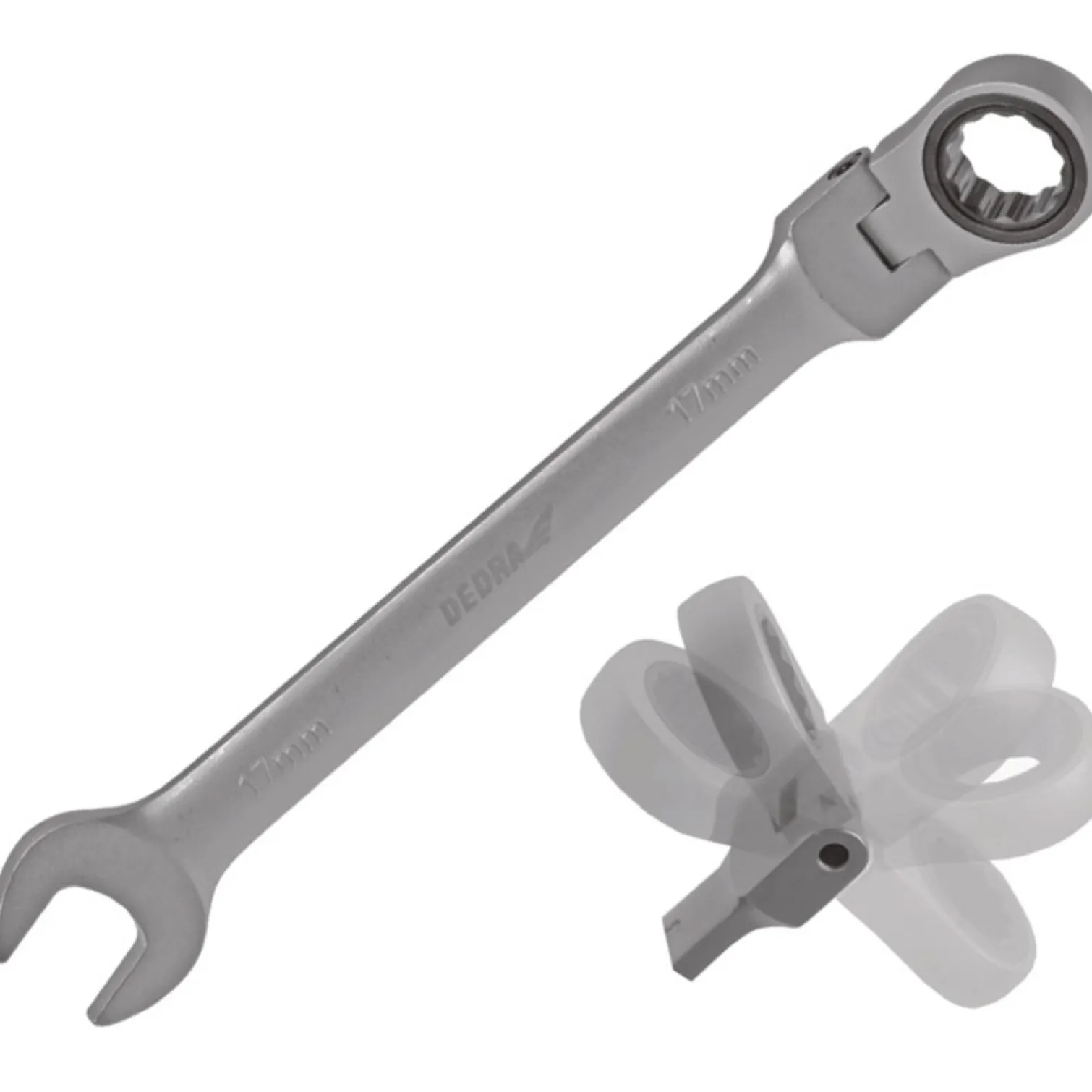 Klucz płasko-oczkowy 12 mm CrV z grzechotką i przegubem Dedra 14GP46