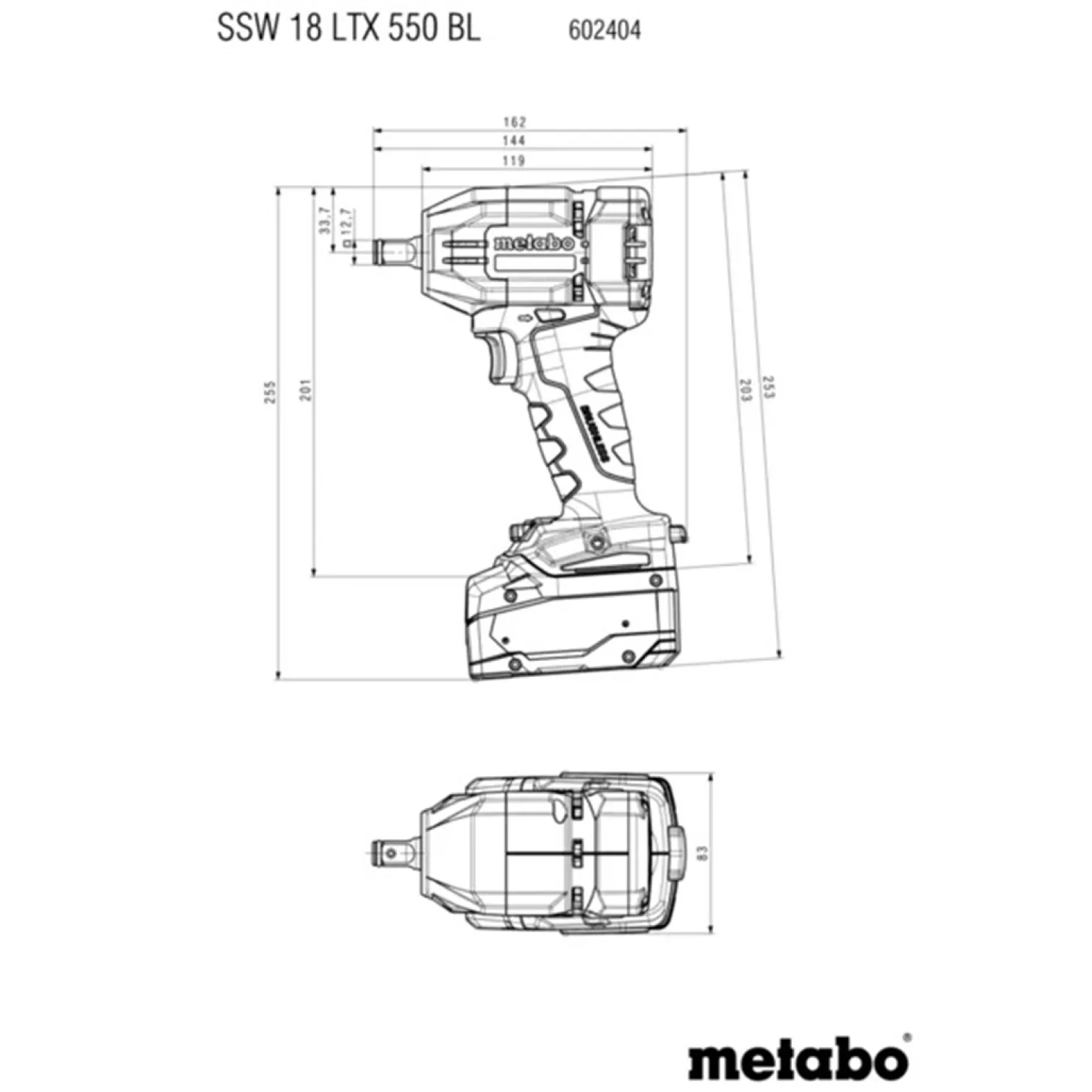 Klucz udarowy Metabo SSW 18 LTX 550 BL metaBOX 145