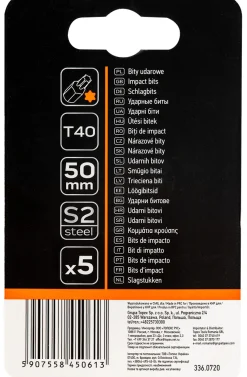 Końcówka wkrętakowa T40, 5szt. Neo 09-588