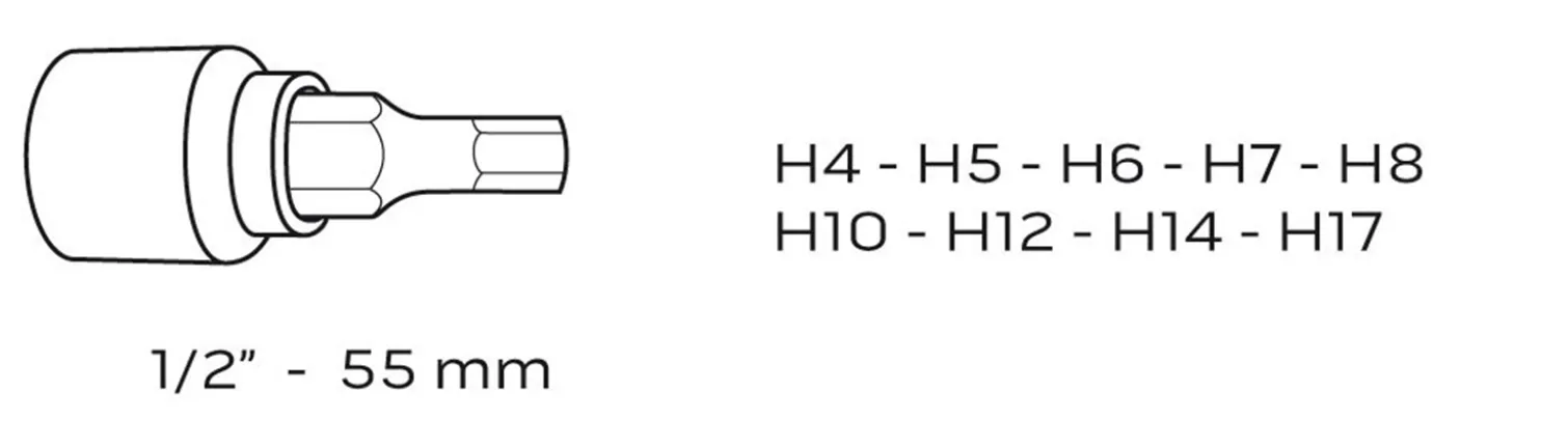 Końcówki Hex na nasadce 1/2