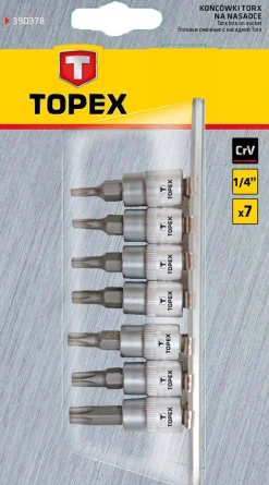 Końcówki Torx na nasadce, zestaw 7szt. Topex 39D378