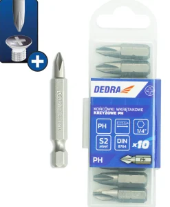 Końcówki wkrętakowe Phillips PH2x50mm, 10szt pudełko plast Dedra 18A06PH21-10