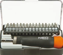 Końcówki wkrętakowe precyzyjne z uchwytem, zestaw 17 szt. Neo 04-228