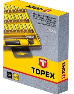 Końcówki wkrętakowe precyzyjne z uchwytem, zestaw 32szt. Topex 39D555