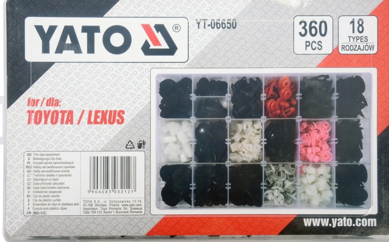 Komplet spinek samochodowych Toyota/Lexus 360szt. Yato YT-06650