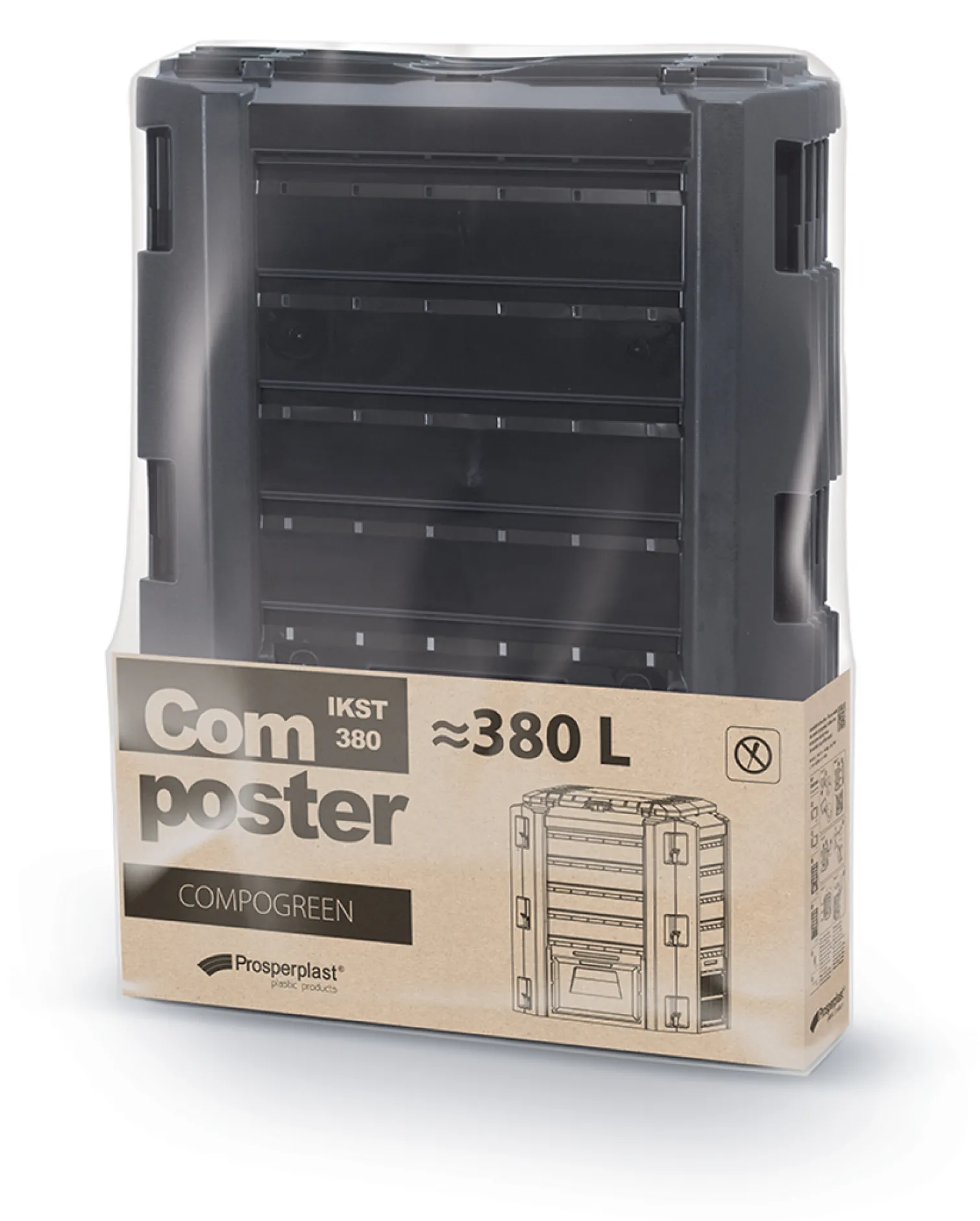 Kompostownik COMPOGREEN - czarny Prosperplast IKST380C-S411
