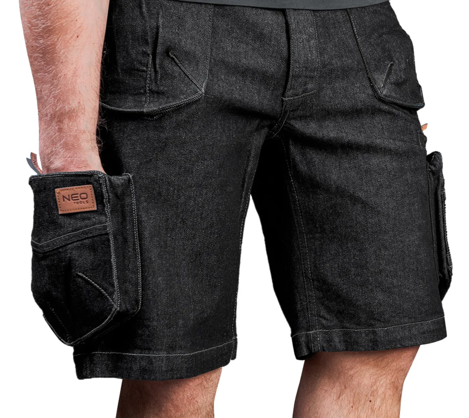 Krótkie spodenki robocze DENIM, czarne, rozmiar S Neo 81-273-S
