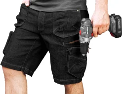 Krótkie spodenki robocze DENIM, czarne, rozmiar XL Neo 81-273-XL