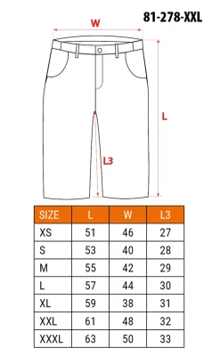 Krótkie spodenki robocze HD Slim, pasek Neo 81-278-XXL