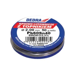 Lut z topnikiem, 2.0mm, 50g, 40%SN, Pb60Sn40 Dedra 31L42005