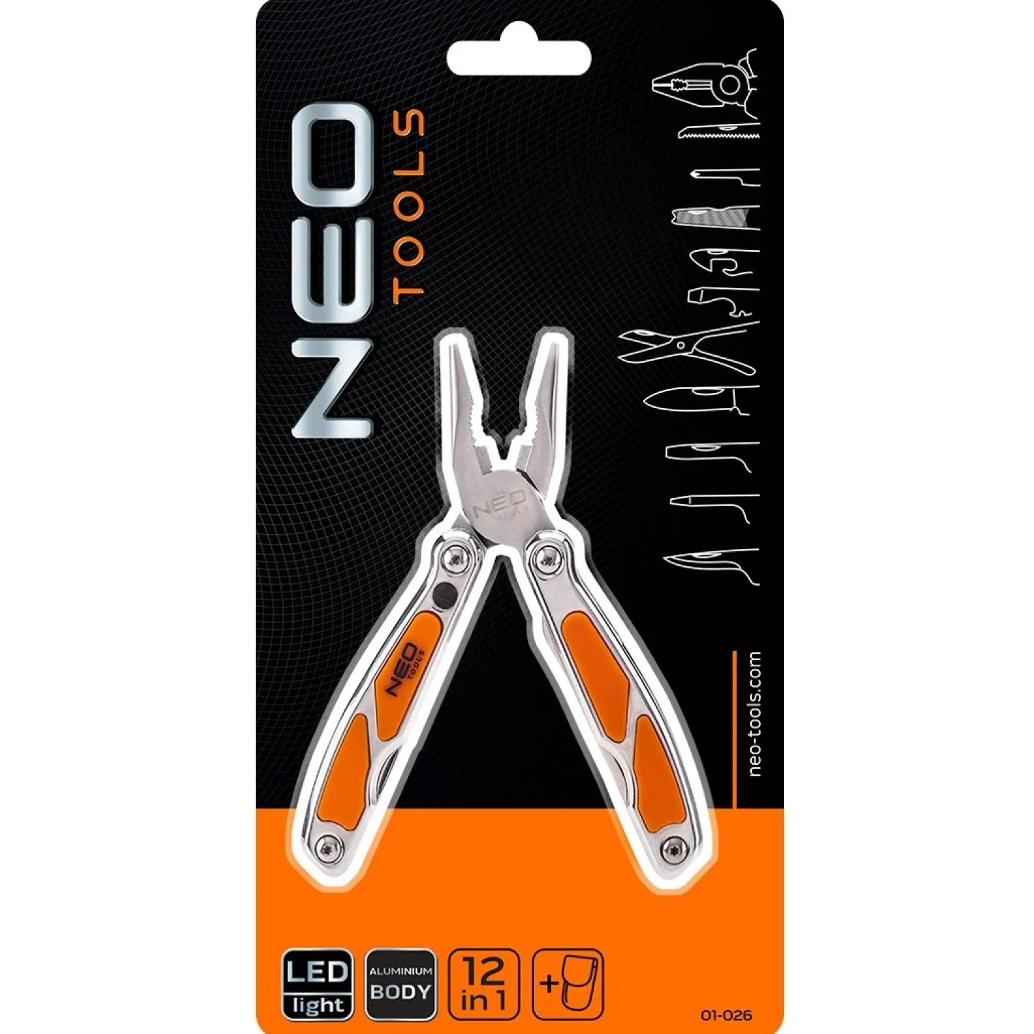 Narzędzie wielofunkcyjne, 12 elementów, z LED Neo 01-026
