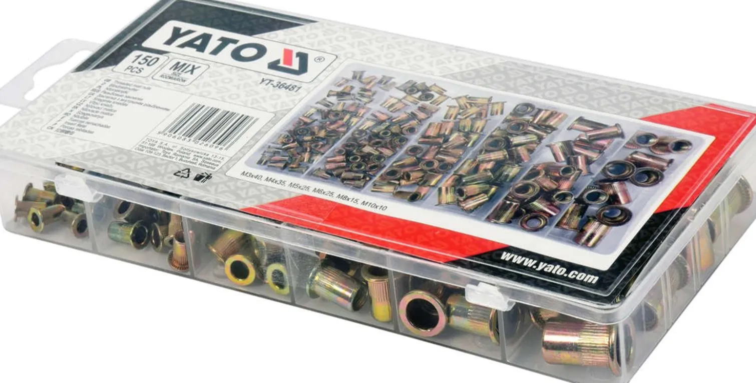 Nitonakrętki stalowe 150szt. Yato YT-36481