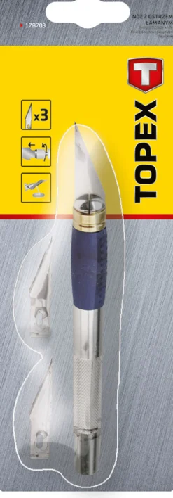 Nóż modelarski, 3 ostrza, 155mm Topex 17B703