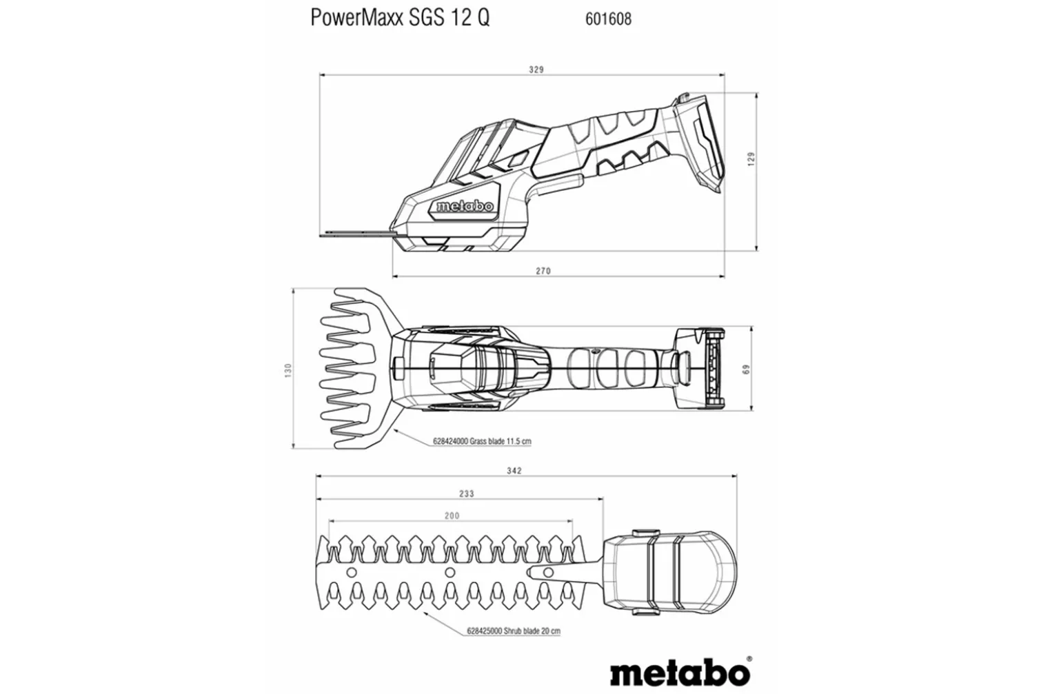 Nożyce do traw i krzewów Metabo PowerMaxx SGS 12 Q