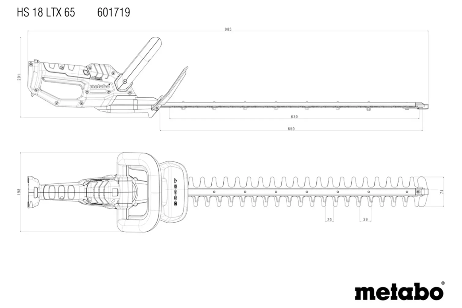 Nożyce do żywopłotów Metabo HS 18 LTX 65 CARCASS
