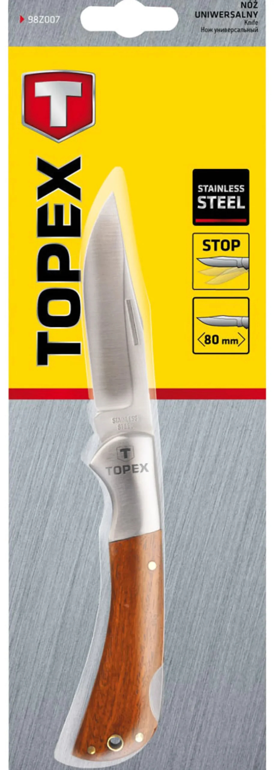 Nóż uniwersalny, ostrze 80mm Topex 98Z007