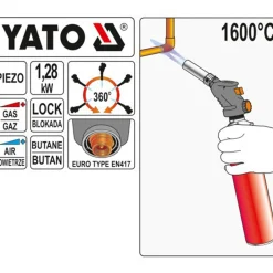 Palnik gazowy z zapłonem piezo o mocy 1.28kw Yato YT-36709