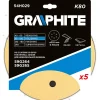 Papier ścierny na rzep 225mm, K80, 5 szt., z 6 otworami do szlifierki 59G264 i 59G265 Graphite 54H029