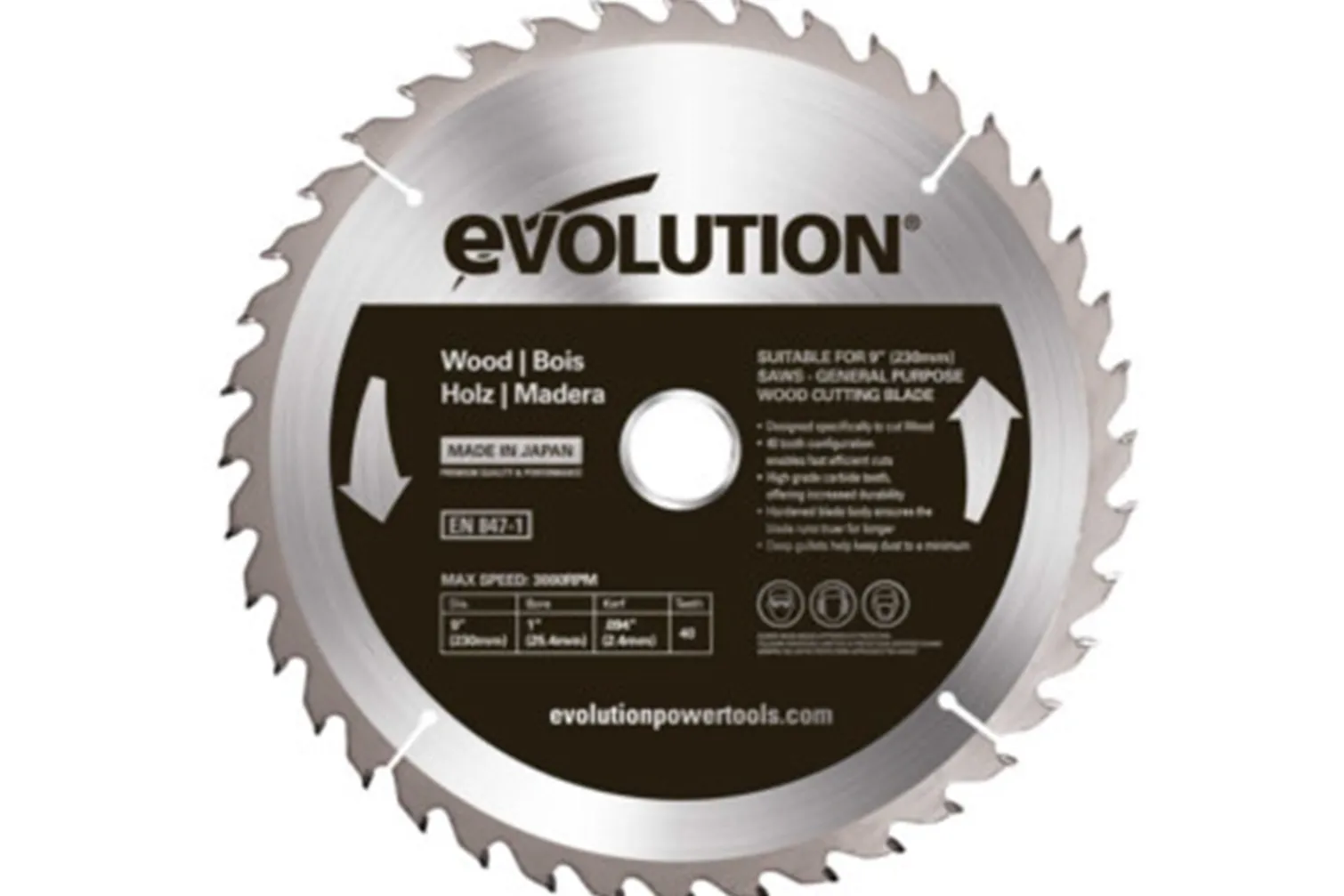 Piła widiowa TCT do cięcia drewna 230mm/40 z Evolution EVO-230-40-D