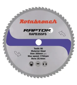 Piła widiowa TCT do cięcia stali 355x25,4mm Rotabroach RAPB355FS