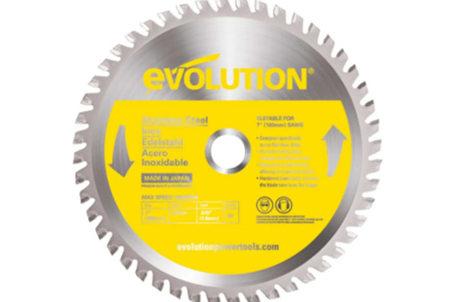 Piła widiowa TCT do cięcia stali nierdzewnej 180mm / 48z Evolution EVO-180-48-SN