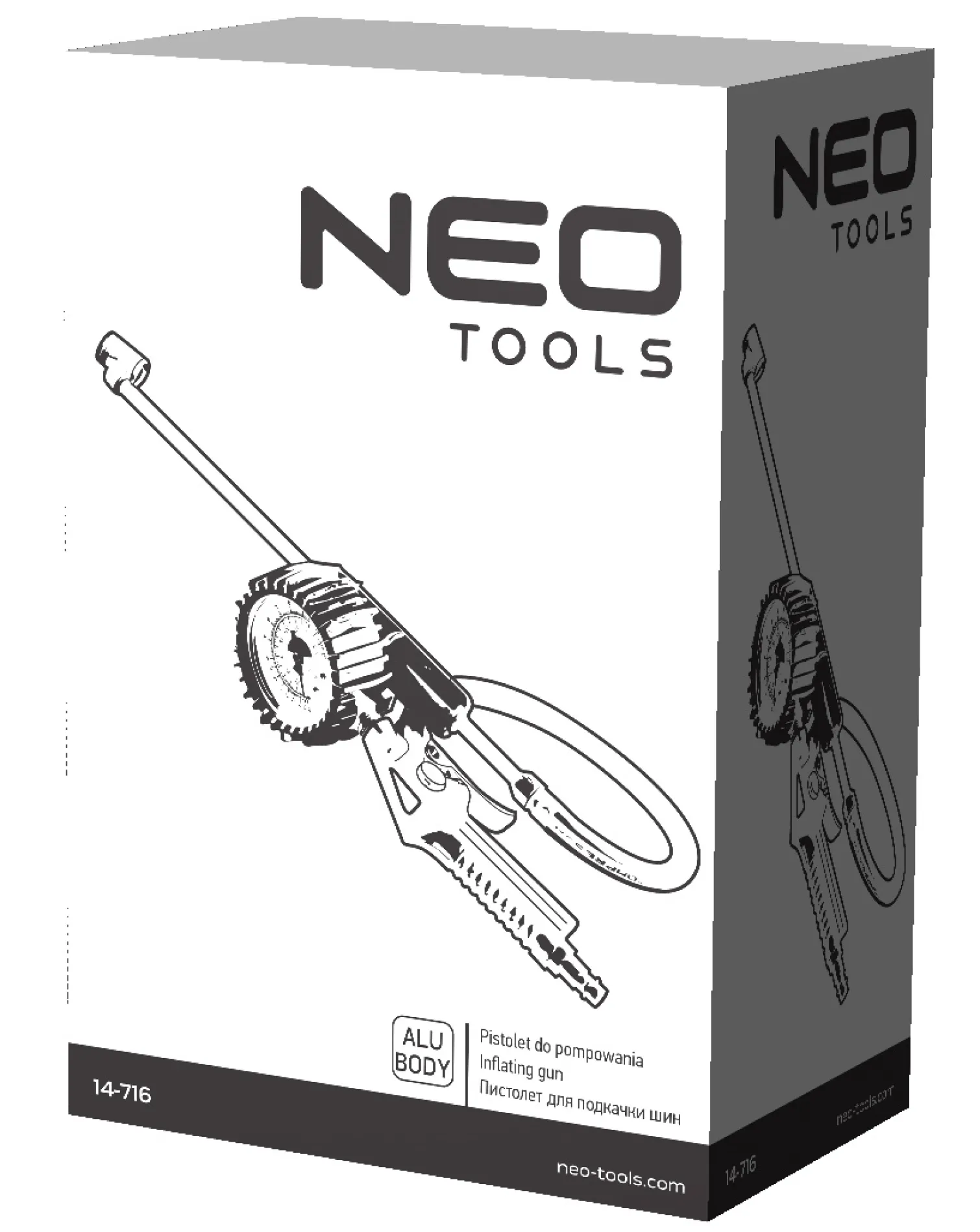 Pistolet do pompowania z manometrem Neo 14-716