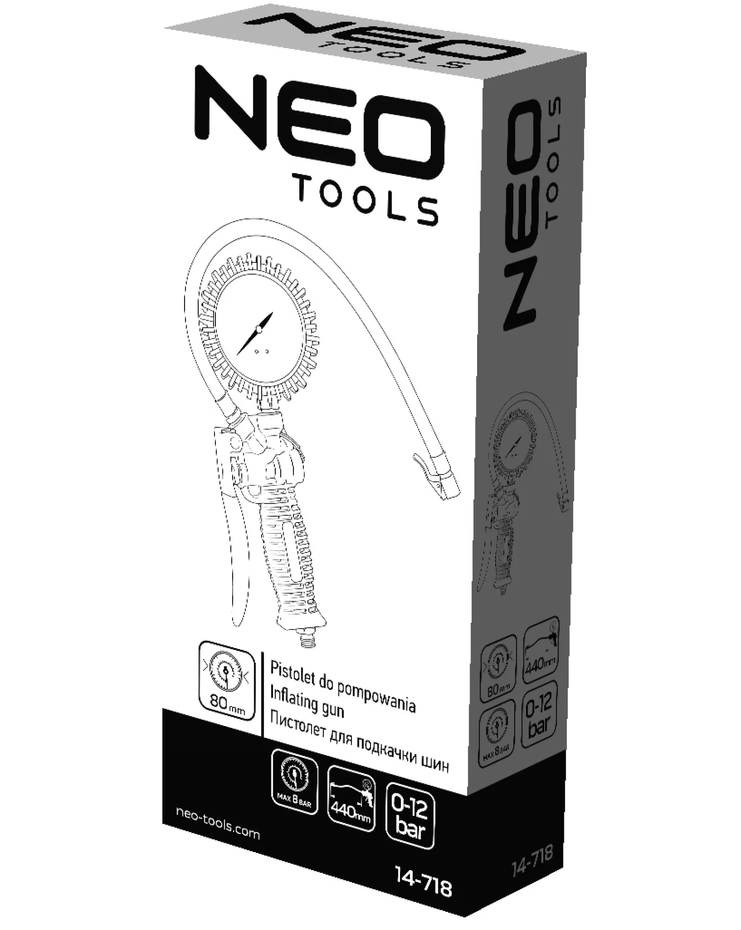 Pistolet do pompowania z manometrem Neo 14-718
