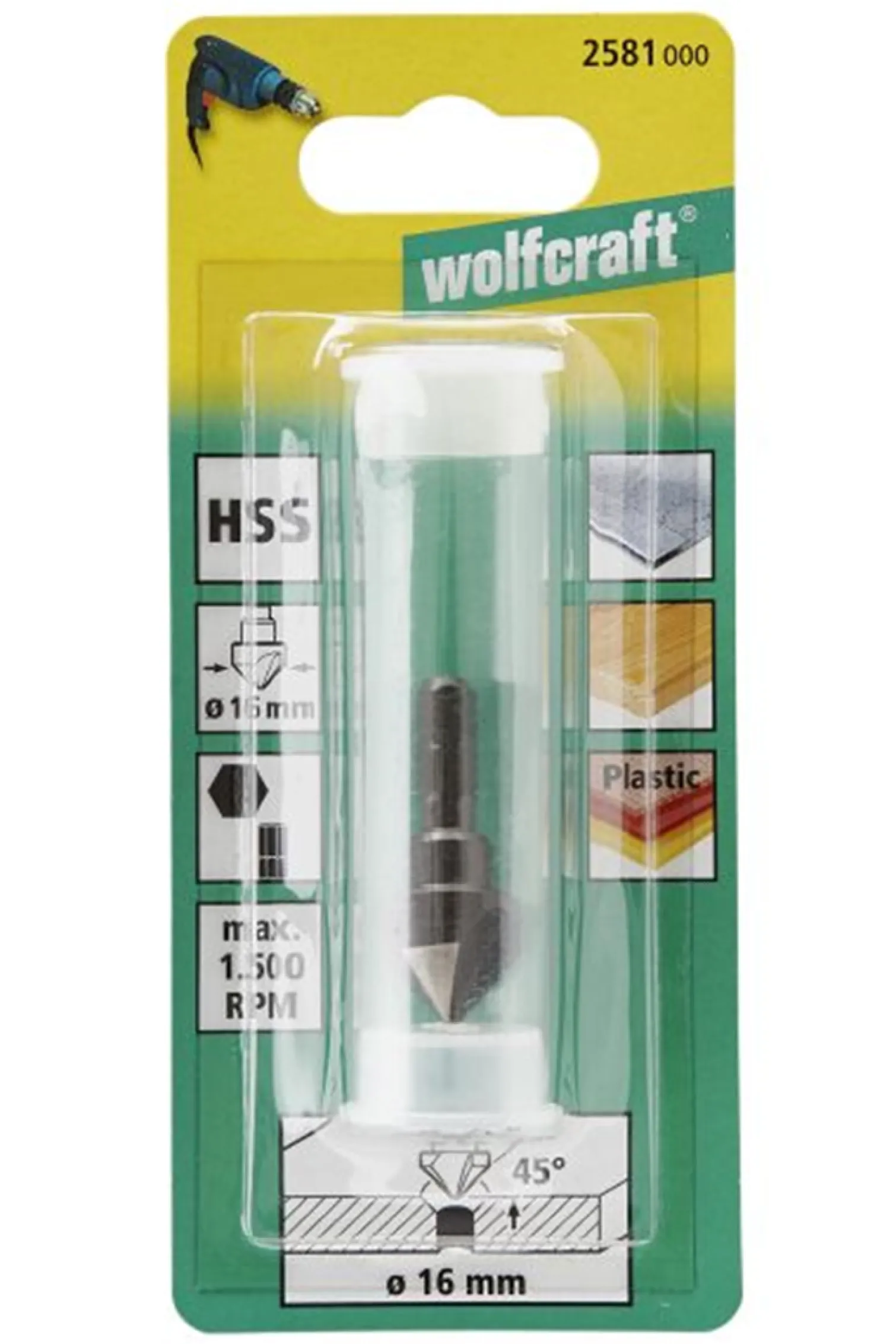 Pogłębiacz 16mm Wolfcraft WF2581000